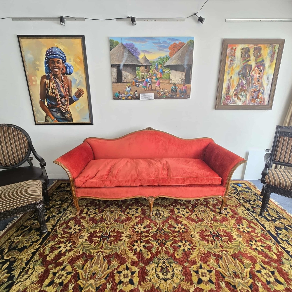 Elegant Red Velvet Sofa - Picture 1 of 3